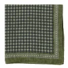 Pochette de costume en soie verte à motifs carrés bleu