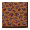 Pochette de costume en soie jaune à motifs paisley