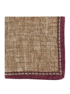 Pochette de costume en soie réversible beige et bordeaux