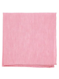 Pochette de costume rose pastel en soie et lin nattés Bergame