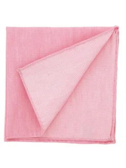 Pochette de costume rose pastel en soie et lin nattés Bergame