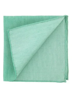 Pochette de costume verte en soie et lin nattés Bergame