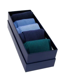 Semainier chaussettes fil d'Écosse - nuancier bleu