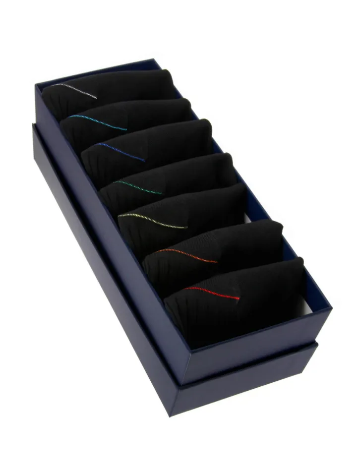 Semainier chaussettes fil d'Écosse noir - 7 days