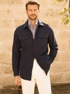 Surchemise bleu marine lin et coton Menorca
