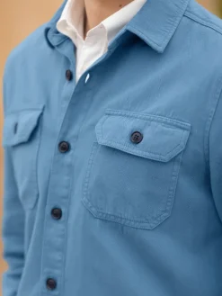 Surchemise bleu minéral lin coton
