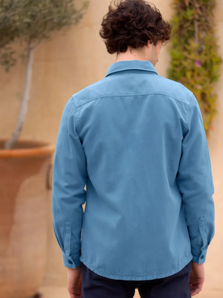 Surchemise bleu minéral lin coton