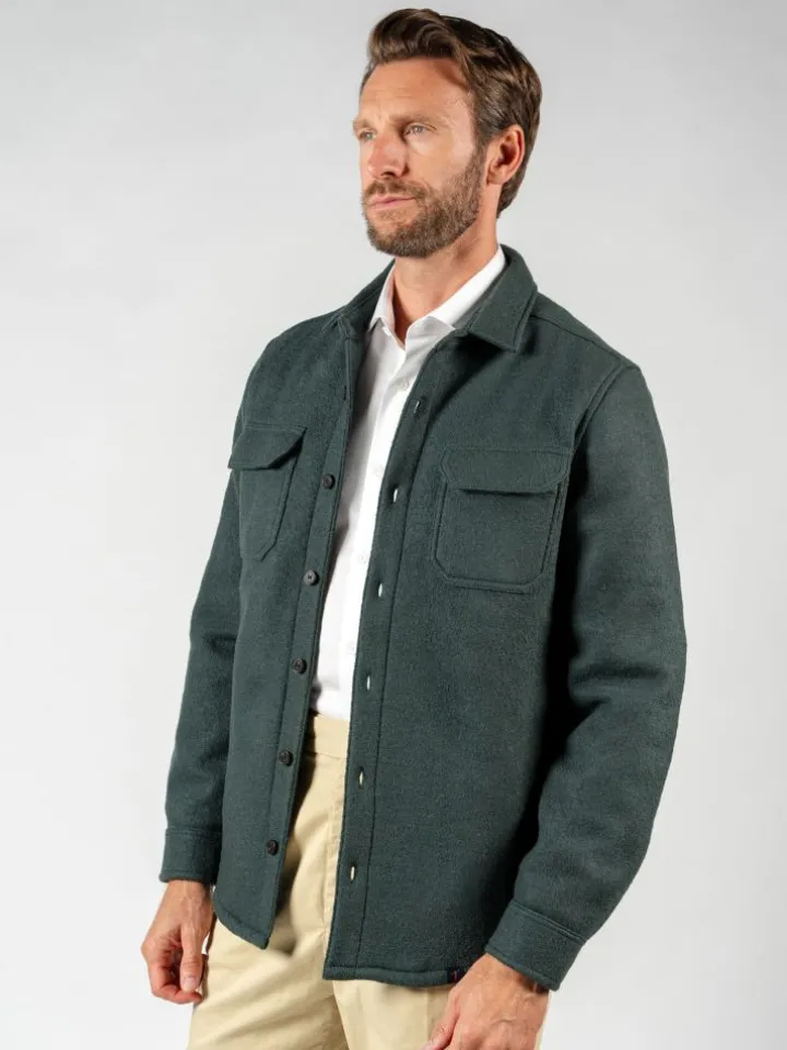 Surchemise en laine bouillie verte