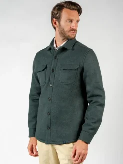 Surchemise en laine bouillie verte