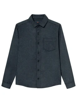 Surchemise en laine mélangée bleu marine