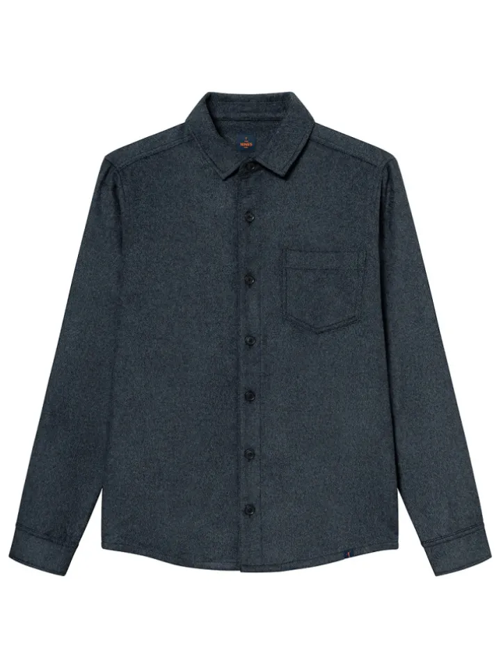 Surchemise en laine mélangée bleu marine