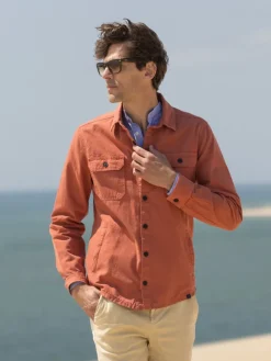 Surchemise lin coton terracotta