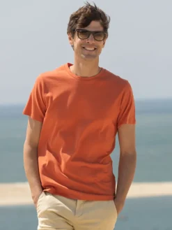 T-shirt en lin et coton bio terracotta
