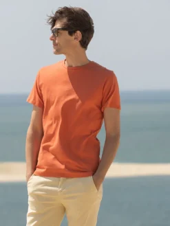 T-shirt en lin et coton bio terracotta