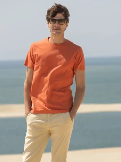 T-shirt en lin et coton bio terracotta