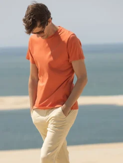 T-shirt en lin et coton bio terracotta