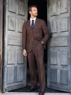 Veste saharienne en flanelle marron Litha