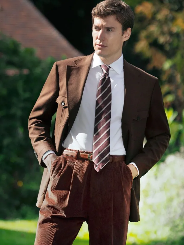 Veste saharienne en flanelle marron Litha