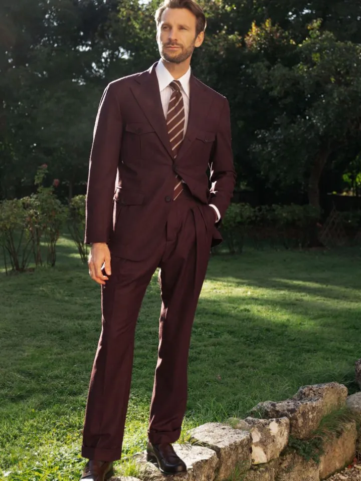 Veste saharienne en flanelle bordeaux Litha