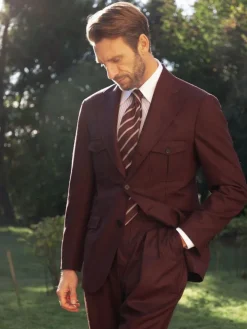 Veste saharienne en flanelle bordeaux Litha